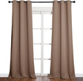 NICETOWN Light Reducing Grommet Curtains - Tripe Woven Textured Soft Curtain Panels for Living Room Window Treatment Drapes (2 Panels, W42 x L90, Cappuccino)