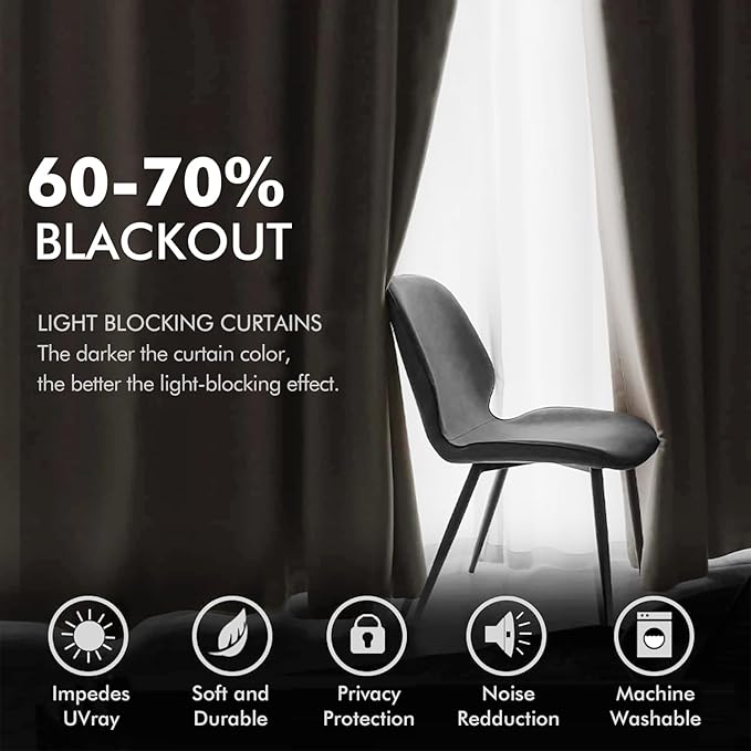 MIULEE Velvet Curtains Beige Elegant Grommet Curtains Thermal Insulated Soundproof Room Darkening Black Out Curtains/Drapes for Classical Living Room Bedroom Decor 52 x 108 Inch Set of 2
