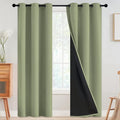 SimpleHome 100% Blackout Curtains for Bedroom,Thermal Insulated Grommet Window Drapes Room Darkening Sage Curtains for Living Room with Black Back,42 x 84 Inch,2 Panels