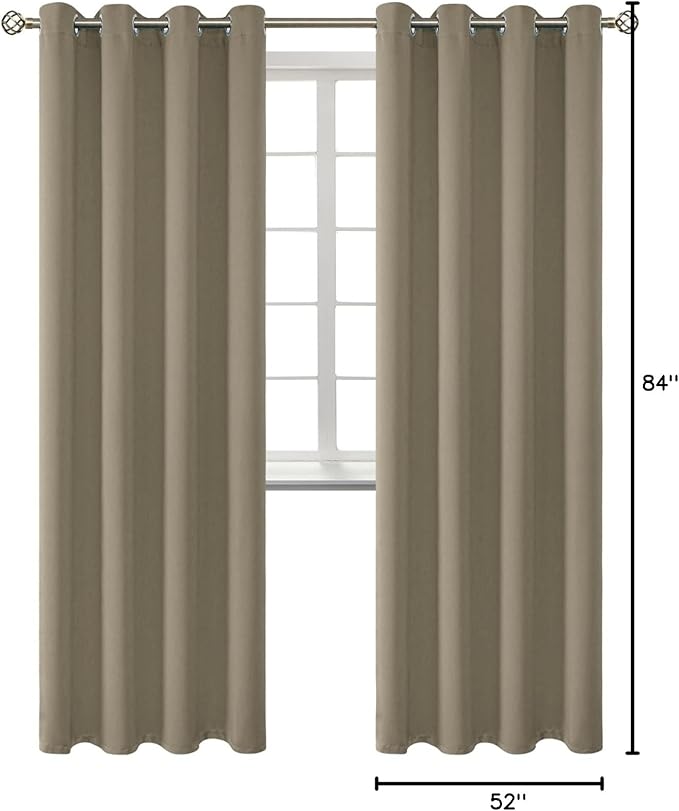 BGment Room Darkening Curtains 84 Inches Long - Grommet Thermal Insulated Drapes Window Treatment Curtains for Bedroom, 2 Panels, 52 x 84 Inch, Cocoa
