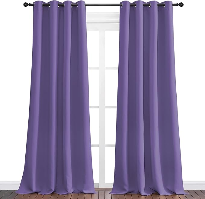 NICETOWN Lilac Purple Blackout Curtains 108" Long, 55" Wide, 2 Pieces for Office, Dining, Guest Room - Sound Reducing, Heat and Cold Block Panels for Modern Decorative