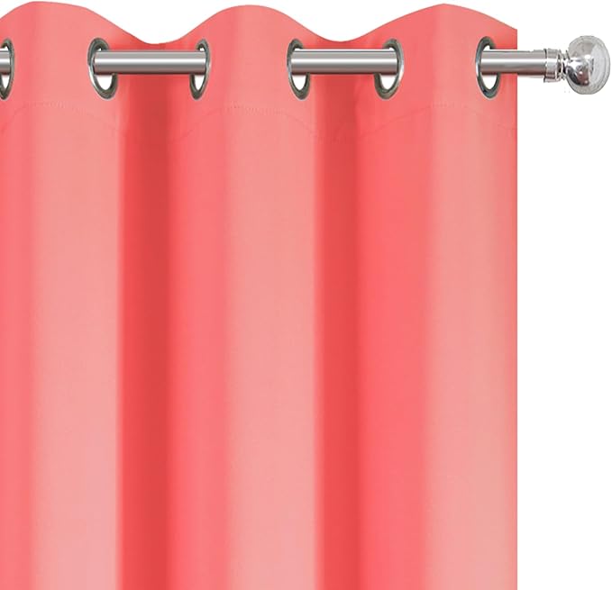 LEMOMO Blackout Curtains 52 x 45 inch Coral Curtains Set of 2 Panels/Thermal Insulated Room Darkening Bedroom Curtains