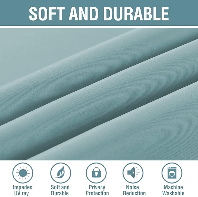 H.VERSAILTEX Blackout Curtain for Living Room Thermal Insulated Window Treatment Curtain Extra Long 84 inch Length Energy Saving Solid Grommet Top Blackout Drape, One Panel, Mineral Blue, 52"W x 84"L