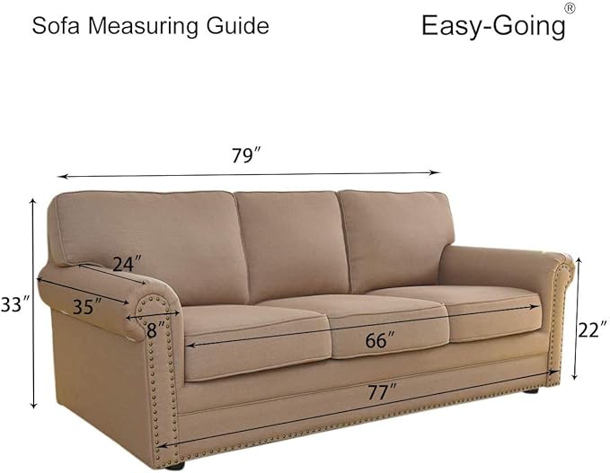 Easy-Going Reversible Couch Cover for 3 Cushion Couch Sofa Cover for Dogs Water Resistant Furniture Protector Cover with Foam Sticks Elastic Straps for Pet Cat (Sofa, Black/Black)