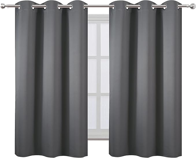 LEMOMO Frost Grey Blackout Curtains, 42 x 54 Inch Length, Set of 2 Panels, Grommet Bedroom & Living Room Curtains