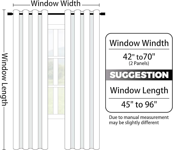 Yakamok 100% Blackout Curtains 84 Inch Length 2 Layers,Black Curtains for Bedroom Ombre Room Darkening Grommet Gradient Drapes, Light Blocking Thermal Insulated Window Curtains for Living Room