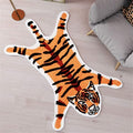 Tiger Print Rug Animal Printed Small Area Rugs Faux Cowhide Skin Leather Nonslip Personalized Bath Carpet Cartoon Rug Bedroom Office Living Room Floor Mat 2.6x1.8Ft/32.2inx21.4in