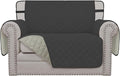 Easy-Going Reversible Chair Cover Washable Sofa Cover for Dogs Water Resistant Couch Slipcover Furniture Protector Cover with Adjustable Straps for Pets (Chair 30 in, Dark Gray/Beige)