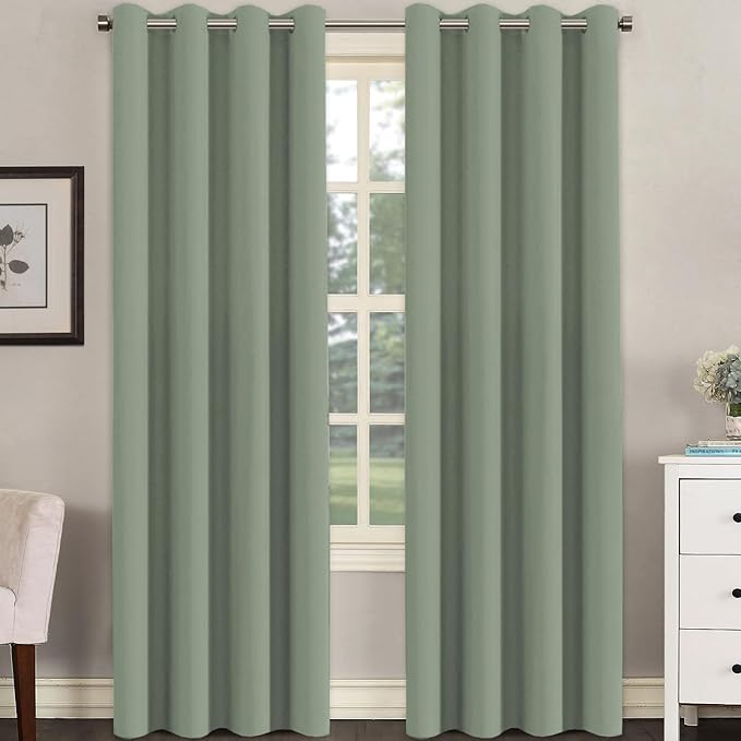 H.VERSAILTEX Blackout Curtain for Living Room Thermal Insulated Window Treatment Curtain Extra Long 108 inch Length Energy Saving Solid Grommet Top Blackout Drape, One Panel, Cyan, 52" W x 108" L