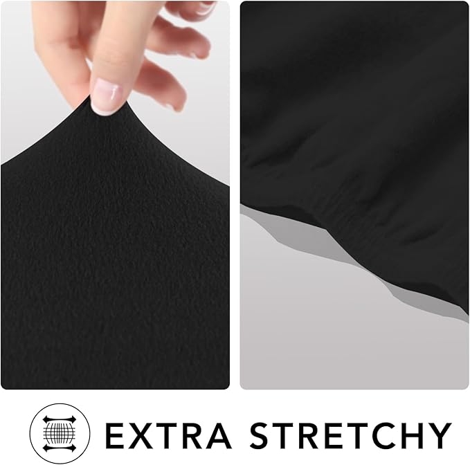 PureFit Super Stretch Sofa Slipcover – Spandex Non Slip Soft Couch Sofa Cover, Washable Furniture Protector with Non Skid Foam and Elastic Bottom for Kids, Pets (Oversized Loveseat, Black)