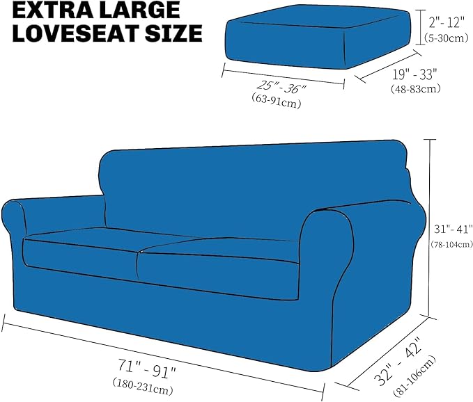 XINEAGE New 3 Pieces Couch Covers for 2 Extra Large Cushion Sofa Super Stretch Sofa Cover for 2 Large Seat Universal Loveseat Slip Cover for Living Room (Brown), 71"-91"(2 Cushions)