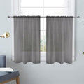 SpaceDresser Basic Rod Pocket Sheer Voile Window Curtain Panels Grey 1 Pair 2 Panels 26 Width 24 Inch Long for Kitchen Bedroom Children Living Room Yard(Grey,26 W x 24 L)