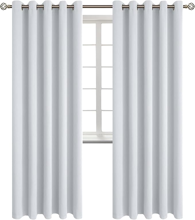 BGment Room Darkening Curtains 84 Inches Long - Grommet Thermal Insulated Drapes Window Treatment Curtains for Bedroom, 2 Panels, 70 x 84 Inch, Greyish White