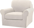 Turquoize 2 Piece Chair Covers for Living Room Armchair Couch Cover with Individual Cushion Covers Furniture Cover for Chairs Feature Jacquard Fabric (Chair, Ivory)