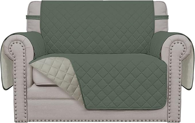 Easy-Going Oversized Chair Sofa Slipcover Reversible Sofa Cover Water Resistant Couch Cover Furniture Protector Cover with Elastic Straps for Pets Dog (Oversized Chair, Greyish Green/Beige)