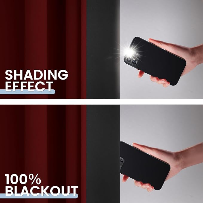 SimpleHome 100% Blackout Curtains for Bedroom,Thermal Insulated Burgundy Red Grommet Window Drapes Room Darkening Curtains for Living Room with Black Back,52 x 96 Inch,2 Panels