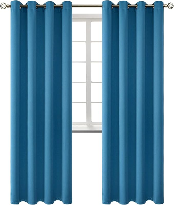 BGment Blackout Curtains - Grommet Thermal Insulated Room Darkening Bedroom and Living Room Curtains, Set of 2 Panels (52 x 84 Inch, Steel Blue)