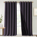 NICETOWN 100% Blackout Curtains for Windows, Pack of 2, 70" W x 108" L, Greyish Purple, Super Heavy-Duty Black Lined Total Darkness Drapes for Bedroom, Privacy Assured Window Treatment for Patio
