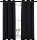 NICETOWN Blackout Draperies Window Curtain Panels, Autumn/Winter Thermal Insulated Solid Grommet Blackout Curtains/Drapes for Cafe (Set of 2, 34 inches by 54 inches, Black)