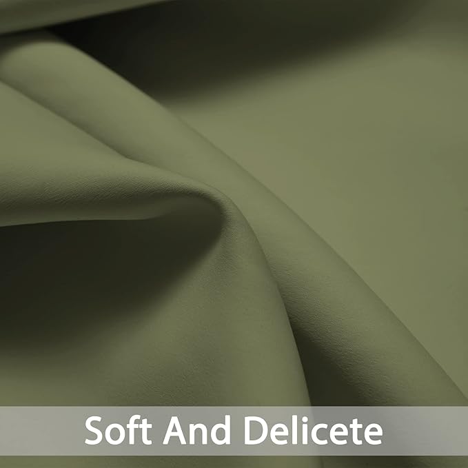 Yakamok Window Treatment Kitchen Drapes - Plain Solid Grommet Top Short Curtains for Kitchen Window(52Wx36L, Sage, 2 Panels)