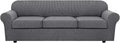 H.VERSAILTEX 4 Piece Stretch Sofa Covers for 3 Cushion Couch Covers for Living Room Furniture Slipcovers (Base Cover Plus 3 Seat Cushion Covers) Thicker Jacquard Fabric (Large Sofa, Grey)