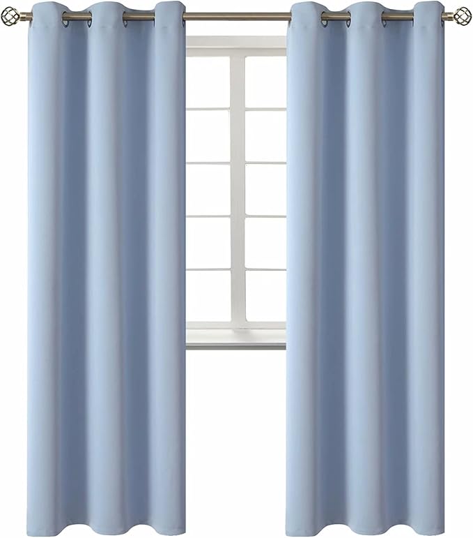 BGment Blackout Curtains for Living Room - Grommet Thermal Insulated Room Darkening Curtains for Bedroom, 2 Panels of 42 x 84 Inch, Spa Blue