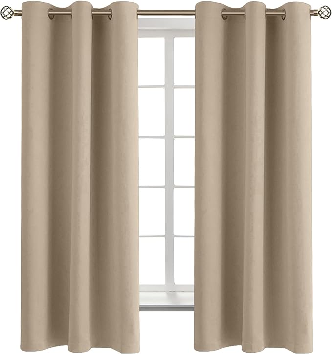 BGment Blackout Curtains - Grommet Thermal Insulated Room Darkening Bedroom and Living Room Curtains, Set of 2 Panels (42 x 63 Inch, Sand)