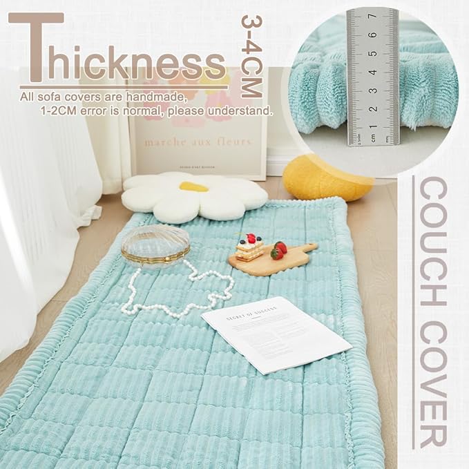Couch Cover for Dogs Washable, Fuzzy Pet Couch Covers for 3 Cushion Sofa Pet Friendly, Non Slip Sofa Cover (Blue, 27.6" x 59"/70 x 150cm)