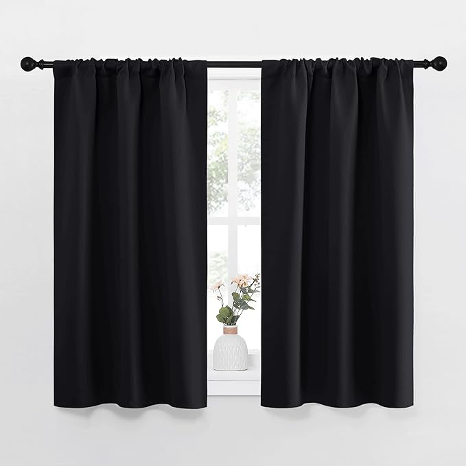 NICETOWN Black Out Curtain Panels for Kitchen - Energy Smart Decoration Thermal Insulating Blackout Drapes/Draperies for Small Window (2 Panels, 34 inches Wide by 45 inches Long)