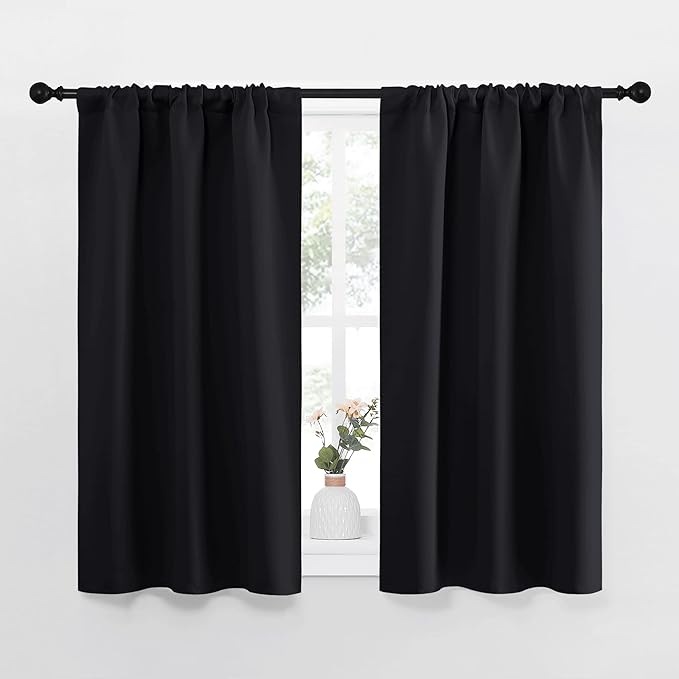 NICETOWN Black Out Curtain Panels for Kitchen - Energy Smart Decoration Thermal Insulating Blackout Drapes/Draperies for Small Window (2 Panels, 29 inches Wide by 40 inches Long)