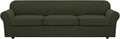 H.VERSAILTEX 4 Piece Stretch Sofa Covers for 3 Cushion Couch Furniture Slipcovers for Living Room (1 Base Cover Plus 3 Seat Cushion Covers) Jacquard Fabric Cover (XL Sofa, Olive)