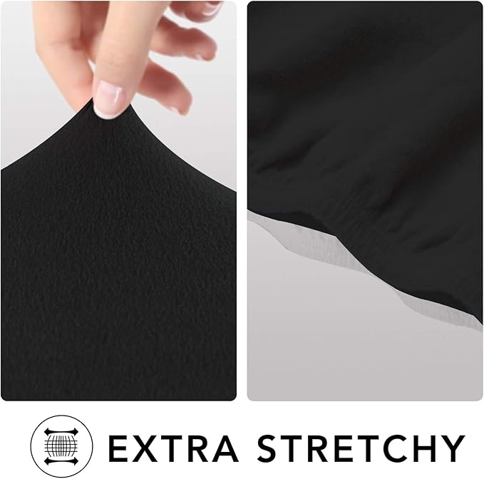 PureFit Super Stretch 4 Seater Sofa Slipcover – Spandex Non Slip Soft Couch Sofa Cover, Washable Furniture Protector with Non Skid Foam and Elastic Bottom for Kids, Pets （XX Large, Black）