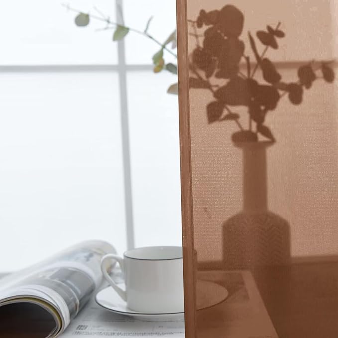 SpaceDresser Sheer Voile Window Treatment Rod Pocket Curtain Panels for Kitchen Bedroom Living Room Drapes Sunlight Filtering Privacy Semi Home Decor Assorted (Brown, 52 W x 90 L)