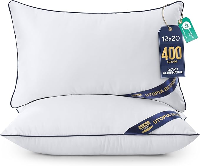 Utopia Bedding Throw Pillow Inserts (Pack of 2, White), 12 x 20 Inches Decorative Indoor Pillows for Sofa, Bed, Couch, Cushion Sham Stuffer