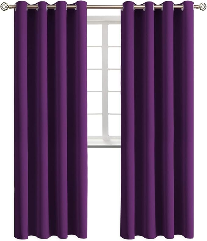 BGment Blackout Curtains - Grommet Thermal Insulated Room Darkening Bedroom and Living Room Curtains, Set of 2 Panels (52 x 108 Inch, Purple)