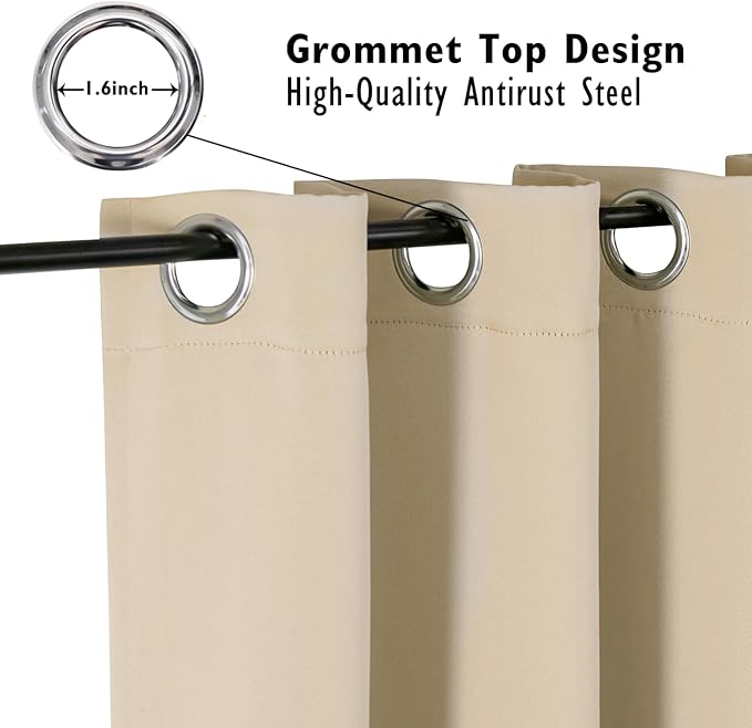 ChrisDowa Blackout Curtains 84 inches Long for Bedroom - 2 Panels Set Grommet Thermal Insulated Room Darkening Curtains for Living Room (Biscotti Beige, 42 x 84 Inch)