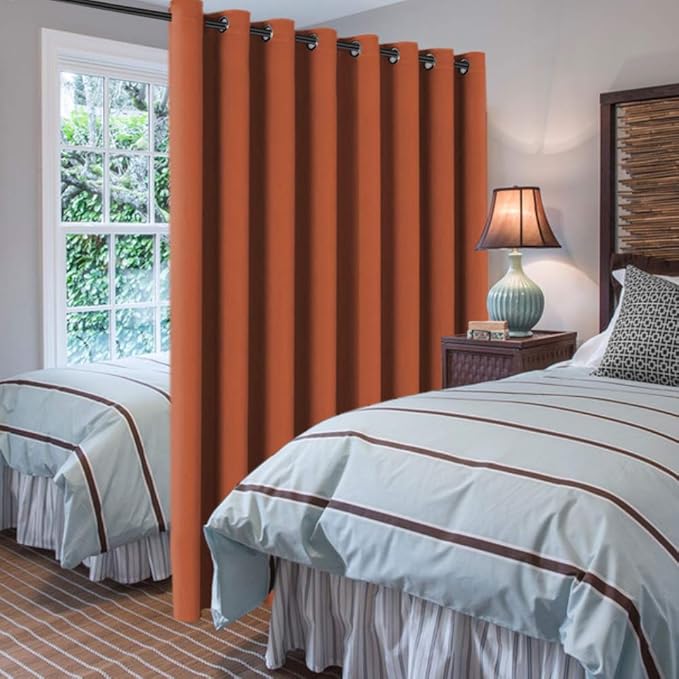 H.VERSAILTEX Blackout Patio Curtains 100 x 108 Inches for Sliding Door Extral Wide Blackout Curtain Panels Thermal Insulated Room Divider - Grommet Top, 9' Tall by 8.5' Wide - Orange