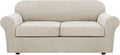 H.VERSAILTEX 3 Piece Stretch Sofa Covers for 2 Cushion Sofa Couch Covers for Living Room Sofa Slipcovers (Base Cover Plus 2 Seat Cushion Covers) Thicker Jacquard Fabric(Large Sofa, Island Fossi)