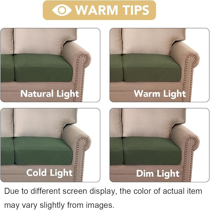 H.VERSAILTEX Super Stretch Individual Seat Cushion Covers Sofa Covers Couch Cushion Covers Slipcover Sets Thick Jacquard Textured Twill Fabric (1 Piece Chair Cushion Cover, Bronze Green)