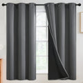 SimpleHome 100% Blackout Curtains for Bedroom,Thermal Insulated Grommet Window Drapes Room Darkening Grey Curtains for Living Room with Black Back,42 x 63 Inch,2 Panels