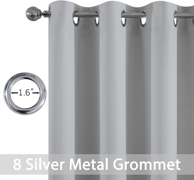 Yakamok 36 Inch Blackout Curtains Panels with Grommets - Room Darkening Thermal Insulated Window Drapes for Living Room/Bedroom,Light Grey, 52W x 36L, 2 Panels