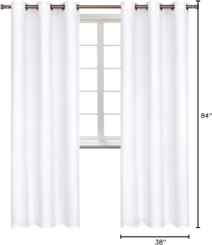 BGment Room Darkening Curtains 84 Inches Long - Grommet Thermal Insulated Drapes Window Treatment Curtains for Bedroom, 2 Panels, 38 x 84 Inch, Pure White