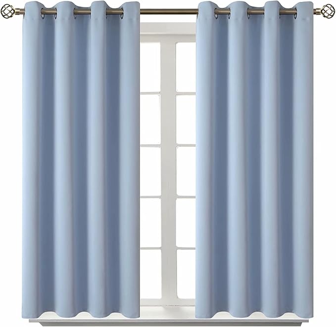 BGment Blackout Curtains for Living Room - Grommet Thermal Insulated Room Darkening Curtains for Bedroom, 2 Panels of 52 x 54 Inch, Spa Blue