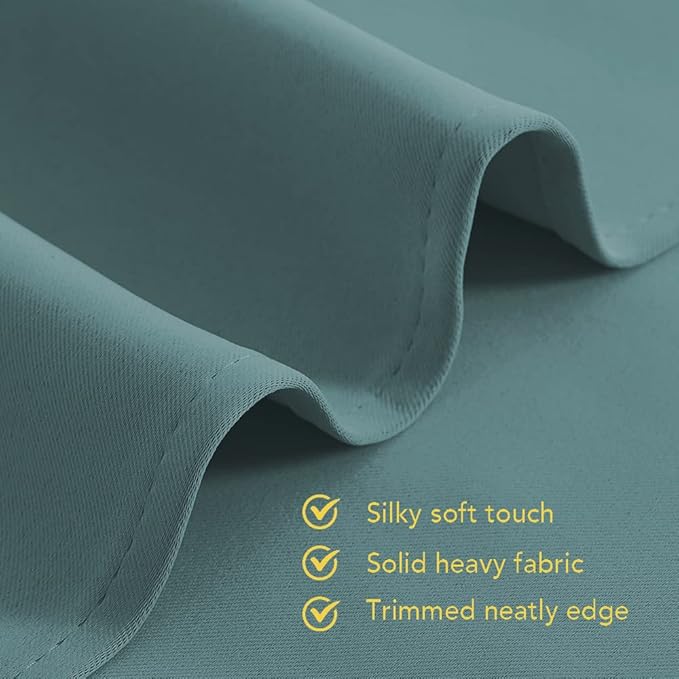 NICETOWN Greyish Blue Blackout Draperies Curtains for Kids Room, Window Treatment Thermal Insulated Solid Grommet Blackout Drape Panels for Bedroom (Set of 2, 70 by 72 inches)