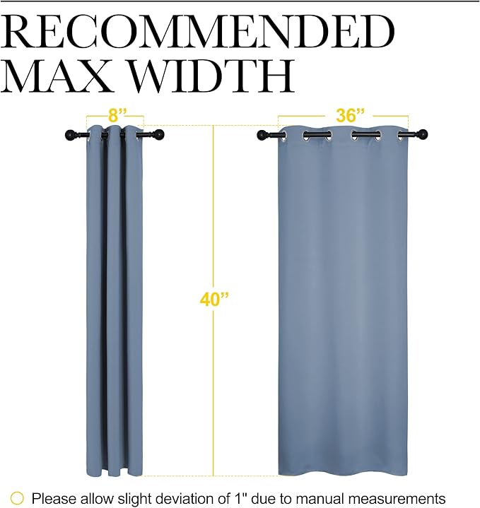 NICETOWN Kitchen Curtains Small Window Curtains & Drapes, Thermal Insulated Solid Grommet Panels for Cupboard, Loft, Cafe, Dining Room (Stone Blue, 42" W x 40" L, 2PCs)