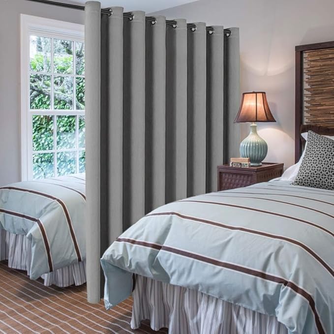 H.VERSAILTEX Blackout Patio Curtains 100 x 96 Inches for Sliding Door Extral Wide Blackout Curtain Panels Thermal Insulated Room Divider - Grommet Top, 8' Tall by 8.5' Wide - Dove Grey