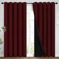 Yakamok 100% Blackout Curtains for Living Room, Noise Reducing Drapes,Thermal Insulated Blackout Curtains for Bedroom(62Wx96L, Burgundy Red, 2 Panels)
