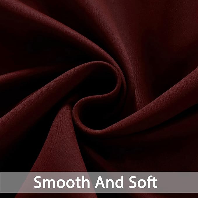 Yakamok 36 Inch Blackout Curtains for Kitchen, Grommet Sunlight Block Energy Saving Window Drapes for Bedroom Bathroom, Burgundy Red, 52Wx36L, 2 Panels
