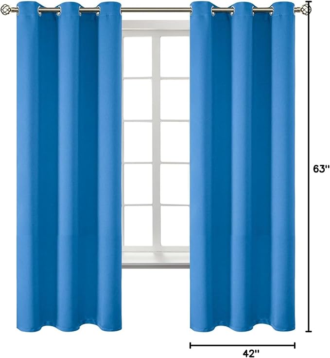 BGment Room Darkening Curtains 63 Inches Long - Grommet Thermal Insulated Drapes Window Treatment Curtains for Bedroom, 2 Panels, 42 x 63 Inch, Classic Blue