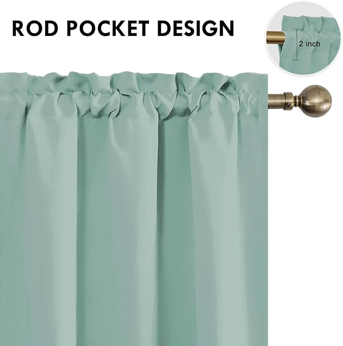 DWCN Blackout Curtains for Living Room Thermal Insulated, Energy Saving & Noise Reducing Bedroom Curtains, Sage Green, W 42x L 63 Inch, Set of 2 Rod Pocket Curtain Panels